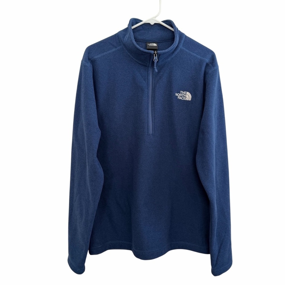 The North Face Men’s Large Blue 1/4 Zip Fleece Pullover Logo Excellent Condition